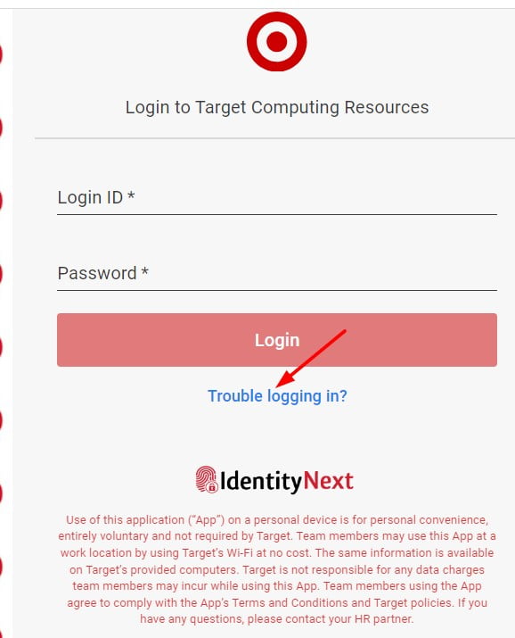 Mytime Target Login Password Reset